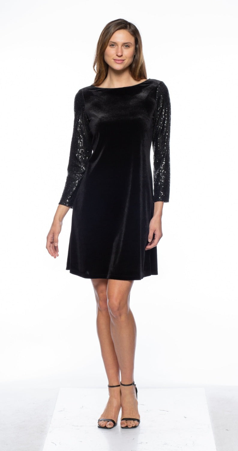 Velvet Long sleeve Combo Dress