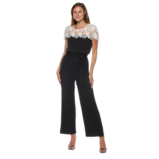 Lace Short Sleeve Jumpsuit