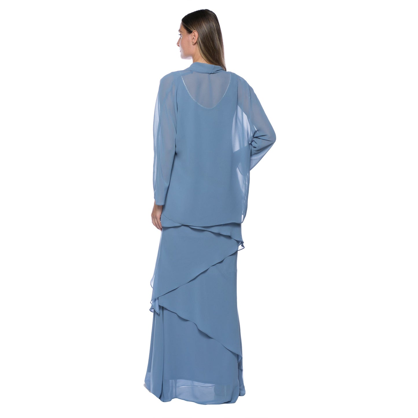 Tiered Long Dress with Matching Jacket – Marina Dresses